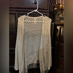 Bo-Ho Chic Cream Open-Knit Cardigan